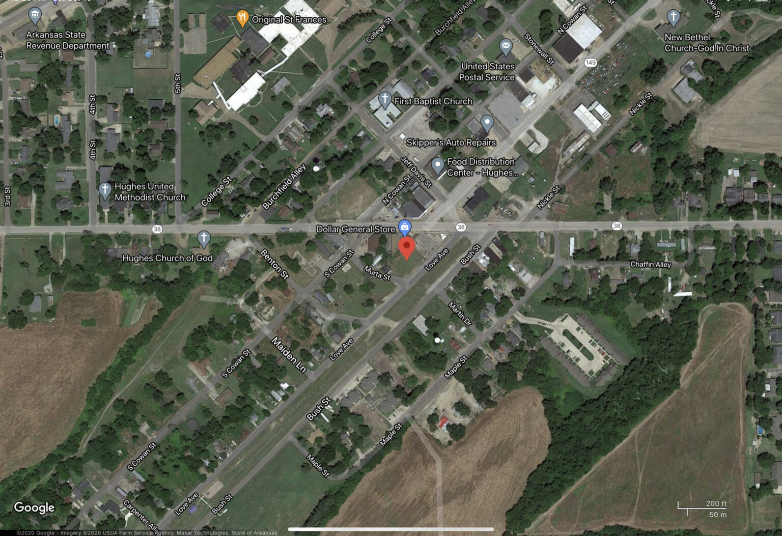 Commercial lot Downtown Hughes, Arkansas 1,875 sq.ft. LAND IS HOME