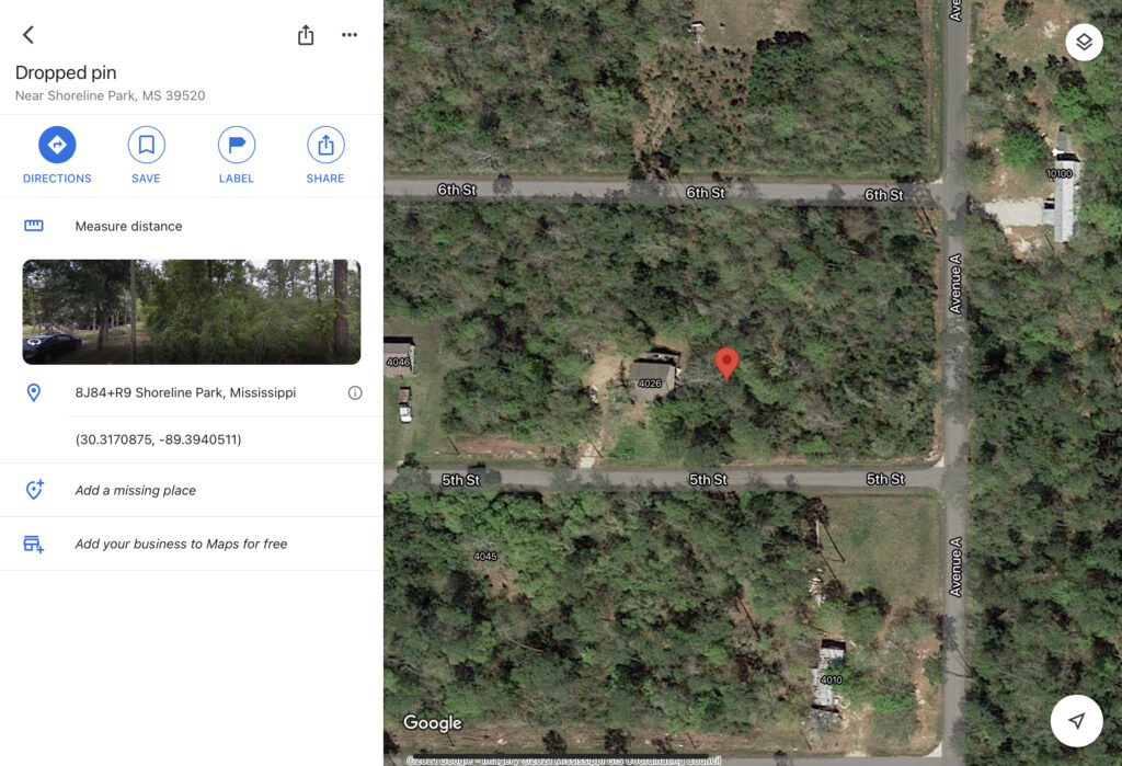 Residential Land Shoreline Park , MS. 5,000 sq.ft. LAND IS HOME